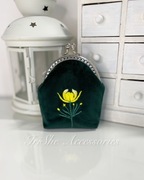 Portmonetka zielona Pełnik, haftowana ręcznie, handmade