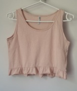 bluzka top różowa pudrowy róż falbanka Cropp 38/M