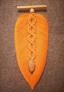 Makrama liść boho pomysł na prezent c.żółty