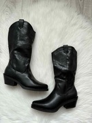 Czarne kowbojki eko skóra hafty 38