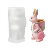 KRÓLIK z KOSZYCZKIEM Wielkanoc forma silikon 9*4.8 do Świec Mydła Odlewów