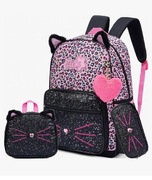 Plecak szkolny w zestawie piórnik mały plecaczek i brelok 