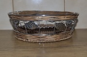 Koszyk na chleb-owoce -wiklina listeczki kolor srebrny 