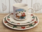 Kolekcjonerski zestaw śniadaniowy bożonarodzeniowy trio porcelana 
