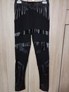 Legginsy czarne z ekoskórą r. XS