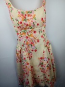 Sukienka damska VIGOL żółta kwiaty XS S floral rozkloszowana wiązana 