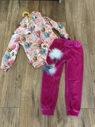 Śliczny dres Elsa z pomponami + spodnie kolor różowy nowy 