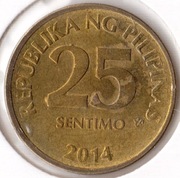 FILIPINY 25 sentimo 2014, KM# 271a, XF, magnetyczna