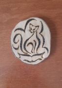 Podkładka / podstawka drewniana pod kubek - kot / kotek | handmade