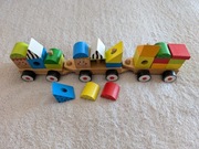 Zabawkowa kolorowa drewniana kolejka drewniany pociąg klocki drewniane