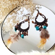 Kolczyki boho z piórami, wiszące