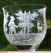 Muzealny duży 25 cm ozdobny pokal temat mysliwski-unikat