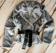 NOWE śliczne srebrne futerko,kozuszek,kurtka na podszewce, rozmiar S/36
