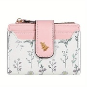 Elegancki portfel damski różowo-biały z eko skóry