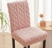 Dwa elastyczne pokrowce na krzesła z warkoczem  Jacquard 