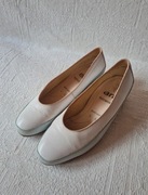 Buty damskie na platformie półbuty kremowe niebieskie skórzane ara