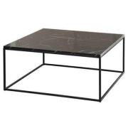  Stolik kawowy metalowy czarny marmur 75x75 cm
