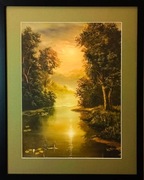 OBRAZ W RAMIE GRAFIKA " CISZA NAD RZEKĄ" 50x70 CM