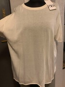 ZARA sweter tunika bluzka oversize lyocell duży kremowy ecru