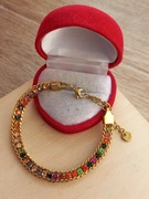 Piękna kolorowa bransoletka ze stali nierdzewnej kolorowe cyrkonie cudo 