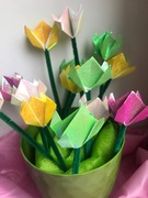 Tulipany Origami w doniczce - ozdoba na wiosnę