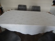 Stary biały okrągły bawełniany obrus 160 cm