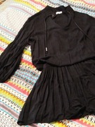 Czarna bluzka z baskinką i bufiastymi rękawami Bocca M 38 