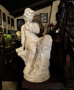 Rzeźba marmur biały antyk Michał Anioł przy pracy XIX wiek 