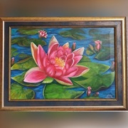 Obraz "Lilia wodna "akryl na płótnie , 46x 62 cm 