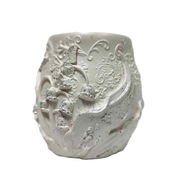 doniczka gipsowa handmade, osłonka na kwiaty, ozdoba do wnętrz