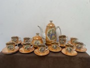 Włocławek Złocony Serwis do Kawy Dekoracyjny z Prl