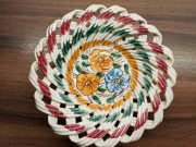Made in Italy Bassani włoska ceramiczna patera miska koszyk Bratki Vintage