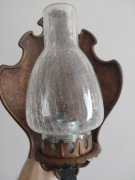Lampa kinkiet miedziany z kloszem w stylu lampy naftowej 