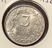 Republika Weimarska - 3 Marki - 1000 lecie Nadrenii - 1925 D - Mennicza