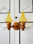 STYLOWY KINKIET LITE DREWNO ze szklanymi kloszami - produkt POLSKI