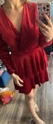 Welurowa sukienka damska czerwona s m L