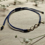 Bransoletka sznurkowa nieskończoność SREBRO 925 granatowy sznurek 