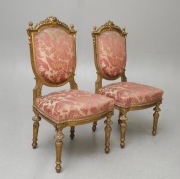 Dwa złote krzesła do salonu w stylu Ludwika XVI XIX wiek Barcelona