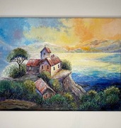 Wieczór nad wybrzeżem morskim nowy obraz akrylowy