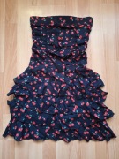 Nowa czarna sukienka bez ramiączek z falbankami w wisienki Mister Lady S