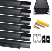 Profil LED czarny U 6x1m listwa aluminium zestaw LED