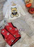 Dublino czerwony komplet w misie z kamizelką 6 miesięcy