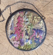 Witraż, dekor, suszone kwiaty łąka