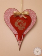 Romantyczne ręcznie zdobione serduszko dwustronne różami