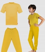 BAWEŁNIANY ZESTAW SPODNIE I T-SHIRT ŻÓŁTY 134
