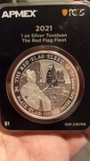 PCGS FirstStrike 2021 Black Flag Tuvalu Red Flag