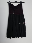 Sukienka czarno fioletowa w paski