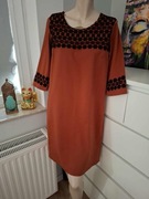 44 XXL czarna brązowa sukienka koronkowa jesienna na jesień do pracy boho