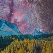 Pejzaż z gwiazdami Obraz olejny 50x50