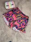 Kolorowe kwieciste szorty z falbana 12 L 40